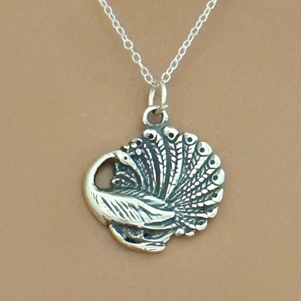 Sterling Silver Peacock Necklace
